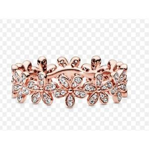 Genuine Pandora 14K Rose Gold Plated Dazzling Daisy CZ Ring Size 7
